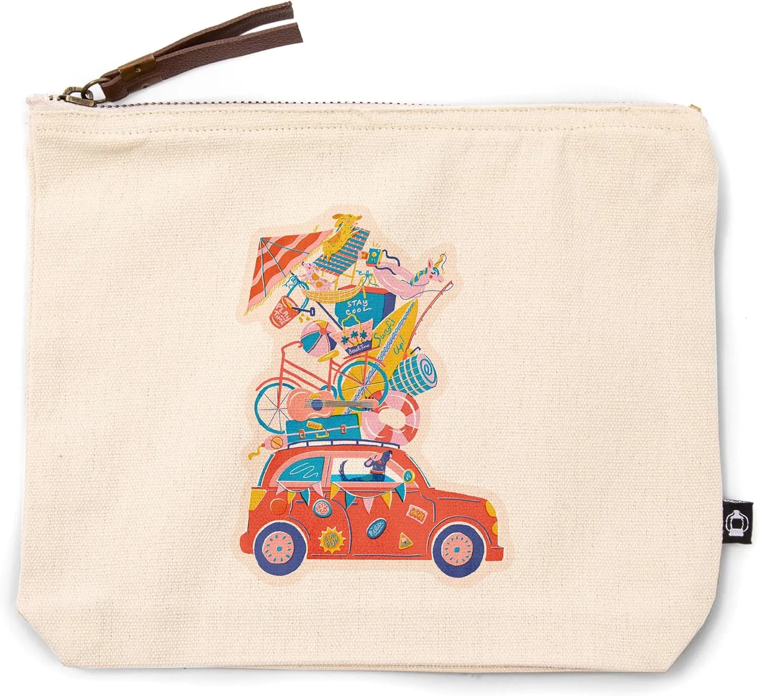 Lantern Press Just Beachy, 100% Cotton Zipper Pouch, Travel Accessory, Go Bag