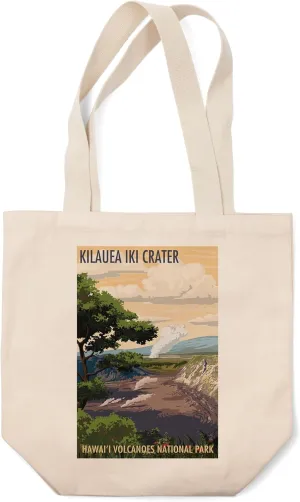 Lantern Press Kilauea Iki Crater, Hawaii Volcanoes National Park (100% Cotton Canvas Reusable Tote Bag)