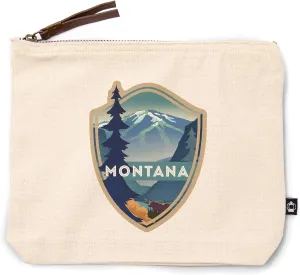 Lantern Press Montana, Mountain and Moose, Lithograph, 100% Cotton Zipper Pouch, Travel Accessory, Go Bag