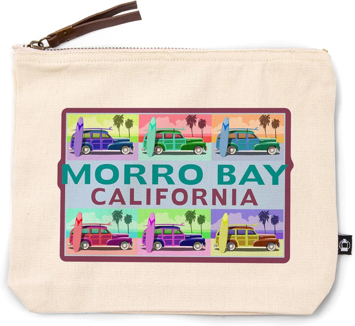 Lantern Press Morro Bay, California, Woody Pop Art, 100% Cotton Zipper Pouch, Travel Accessory, Go Bag