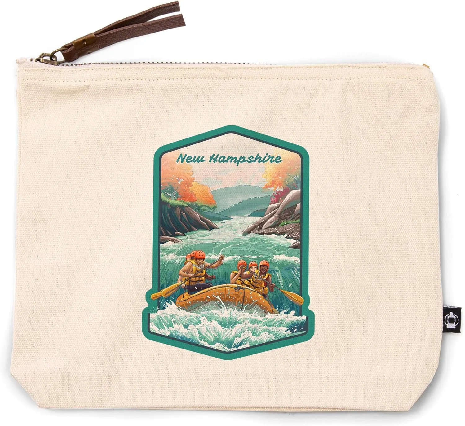 Lantern Press New Hampshire, Seek Adventure, River Rafting, Fall Colors, 100% Cotton Zipper Pouch, Travel Accessory, Go Bag