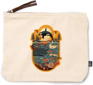 Lantern Press Seattle, Washington, Marine Animals, Geometric, 100% Cotton Zipper Pouch, Travel Accessory, Go Bag