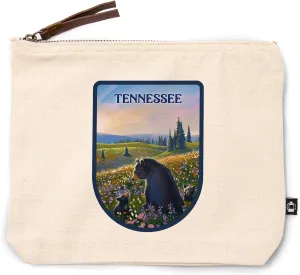 Lantern Press Tennessee, Lithograph, Bear Family in Field, 100% Cotton Zipper Pouch, Travel Accessory, Go Bag