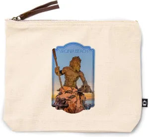 Lantern Press Virginia Beach, Virginia, King Neptune Statue, 100% Cotton Zipper Pouch, Travel Accessory, Go Bag