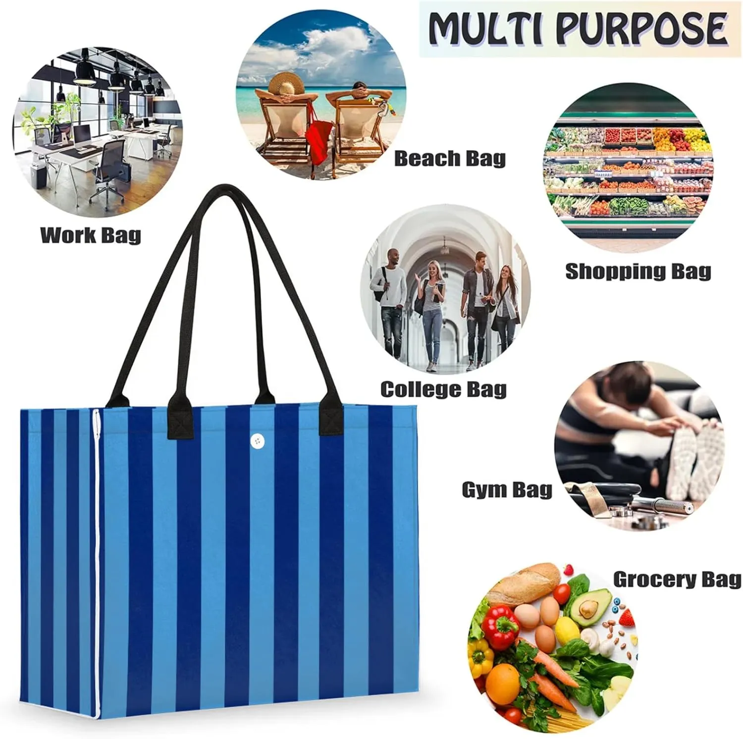 Large Beach Bag,Waterproof Sandproof Tote Bag with Pocket