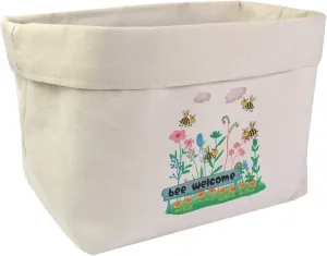 Large 'Bee Welcome Flower Garden' Canvas Organiser/Storage Bag (OR00038138)