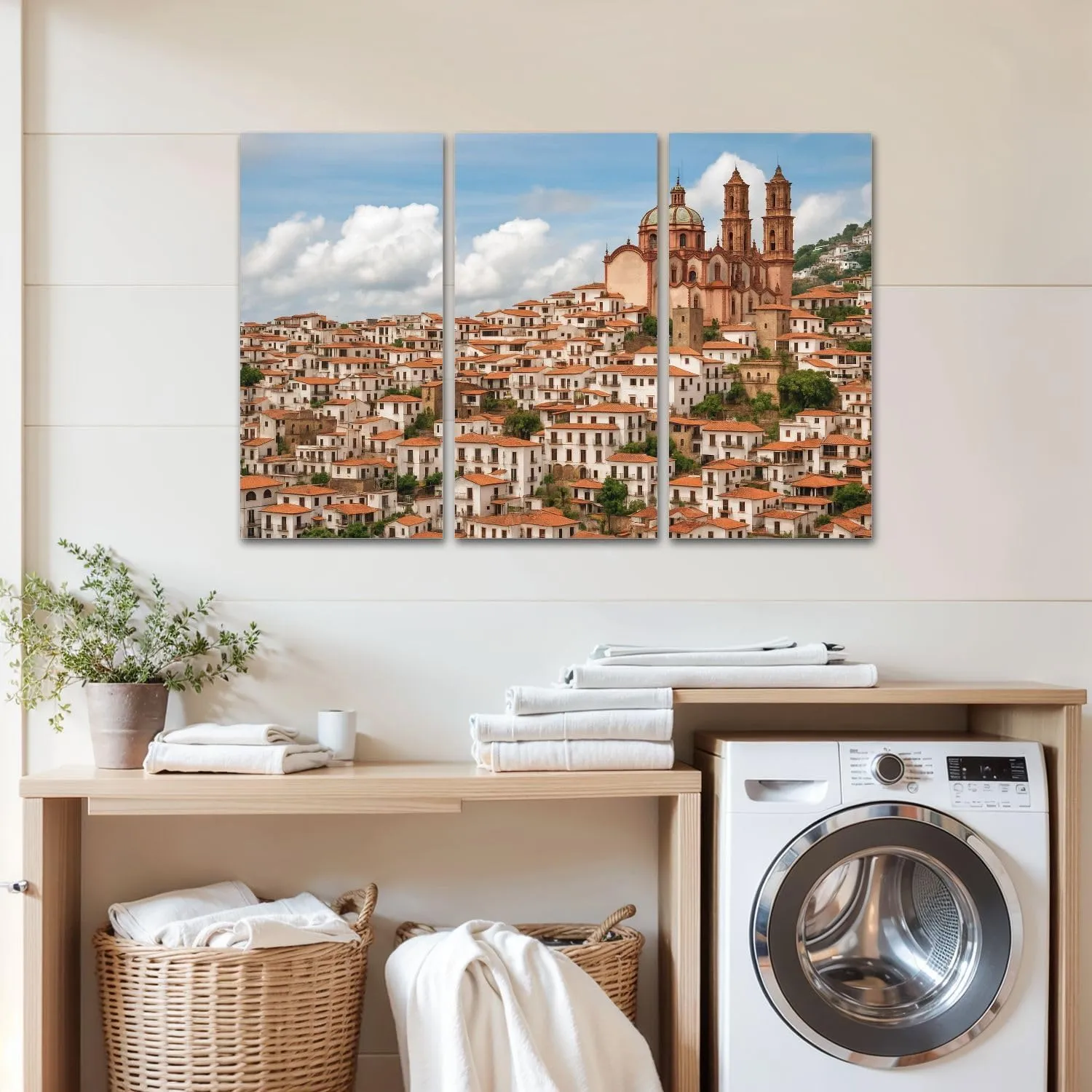 Large Canvas Wall Art 3 Pcs beautiful cityscape historic center Taxco state Guerrero central Canvas Art Prints Pictures Framed Artwork Poster Wall Decor for Living Room Bedroom 24x36 In