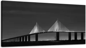 Large Canvas Wall Art Tampa Saint Petersburg Skyway Bridge Canvas Prints Framed Painting Modern Artwork Abstract Stretched Poster Home Decoration Unique Gift 20"x40"