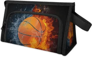 Large Capacity Pencil Case Pouch, Basketball Ball Portable Zipper Pencil Cases Pencil Bag Office Stationery Bag Makeup Bag Desk Organizer for Women Men