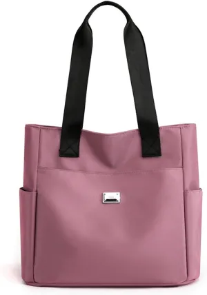 Large Capacity Water Repellent Multi Pocket Nylon Shoulder Bag with Zipper, Nylon Tote Bags Nurse Bag Handbag for Work Travel
