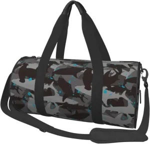 Large Duffle Bag for Travel - Black Camouflage Hammerhead Shark Gym Bag for Women Men, Foldable Travel Bags for Women Men with Zippered Multiple Pockets