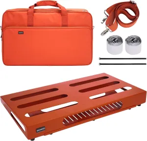 Large Guitar Pedal Board 22" x 12.6" with Carrying Bag, Built-in Power Supply Bracket (Orange, 22"×12.6")
