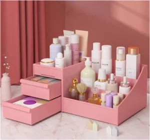 Large Makeup Capacity Cosmetic Storage Box Skin Care Organizer Jewelry,Makeup, Brushes, Lipsticks, Nail Polish Container,Desktop Dresser Sundries Storage Box