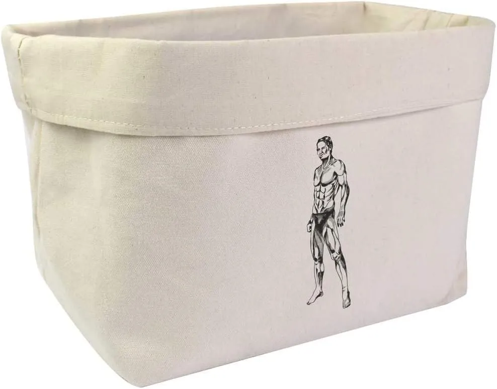 Large 'Muscular Figure in Side Stance' Canvas Organiser/Storage Bag (OR00031732)