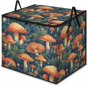 Large Storage Bags Forest Mushrooms Closet Organizer Foldable Clothes Storage Bins with Handles Storage Containers for Blanket Comforter Pillow