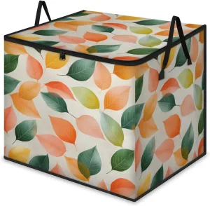 Large Storage Bags Lovely Leaves Print Closet Organizer Foldable Clothes Storage Bins with Handles Storage Containers for Blanket Comforter Pillow
