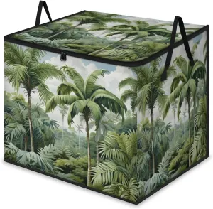 Large Storage Bags Palm Trees Closet Organizer Foldable Clothes Storage Bins with Handles Storage Containers for Blanket Comforter Pillow