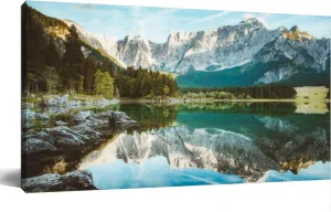 Large Wall Art Decor for Living Room Bedroom Bathroom Canvas Wall Art Framed Beautiful morning scene alpine peaks reflecting tranquil mountain lake Prints Artwork Painting Pictures Kitchen 24x48