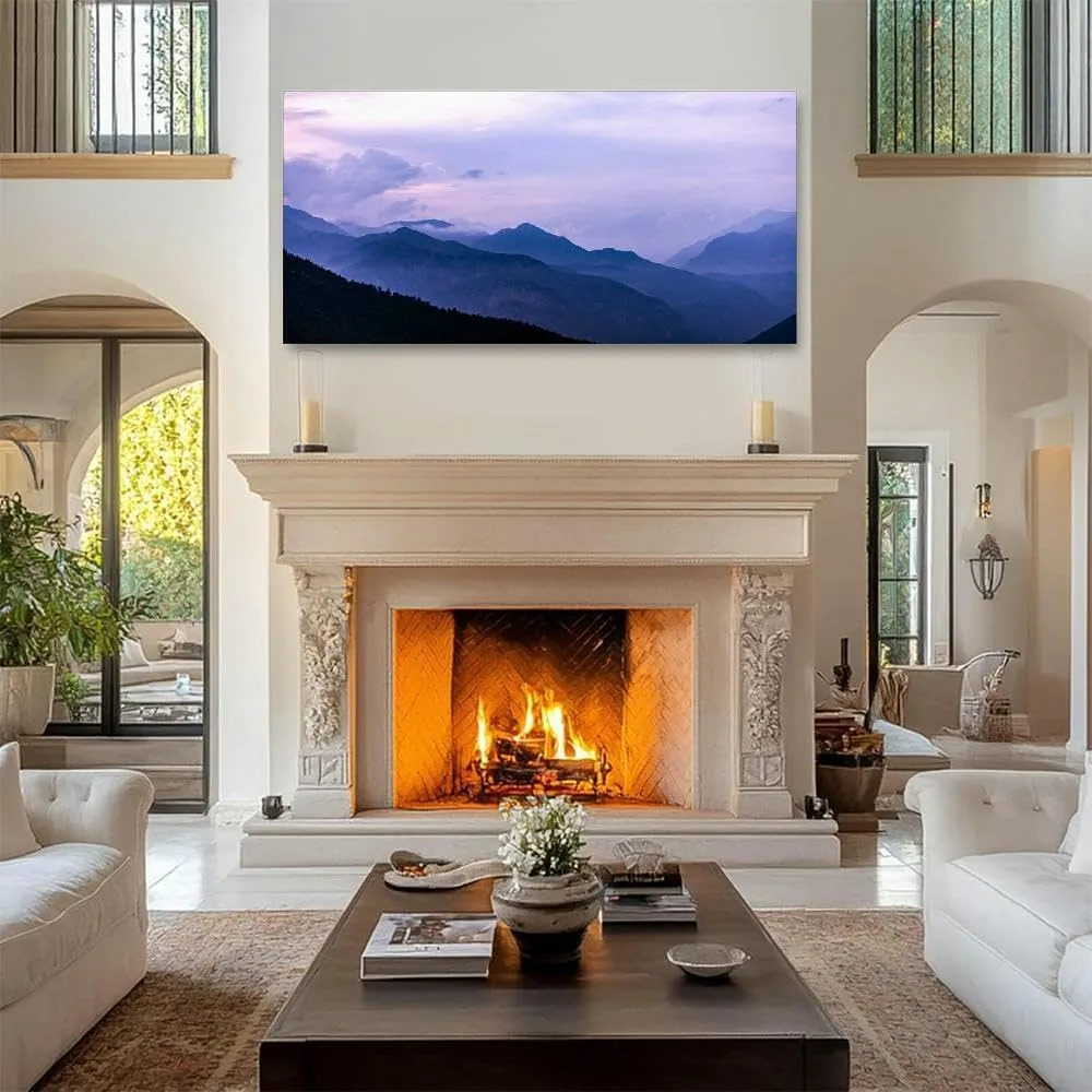 Large Wall Art Decor for Living Room Bedroom Bathroom Canvas Wall Art Framed Italian Alps mountains misty landscape Prints Artwork Painting Pictures Kitchen 24x48
