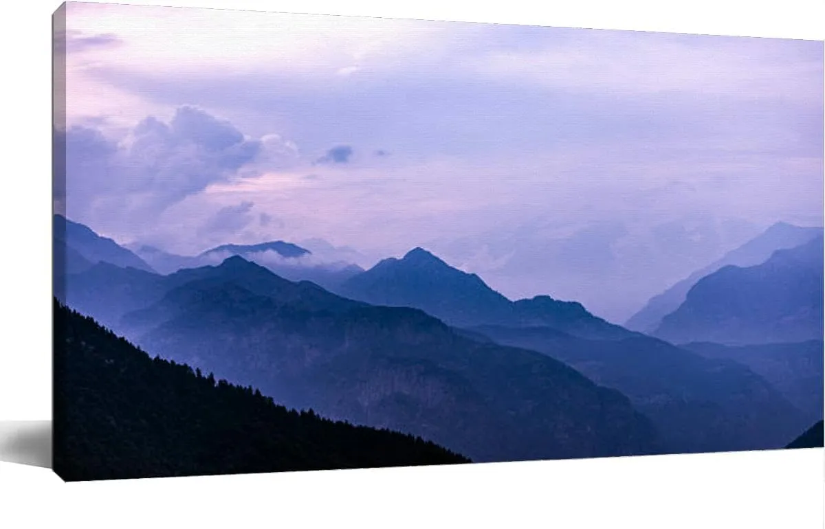 Large Wall Art Decor for Living Room Bedroom Bathroom Canvas Wall Art Framed Italian Alps mountains misty landscape Prints Artwork Painting Pictures Kitchen 24x48