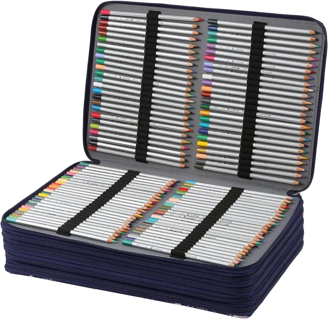 Lbxgap 500 Individual-Slot Colored Pencil Organizer with Zipper - Fabric Art Storage Bag for Painters and Artists (Small Slots,Galaxy Blue)