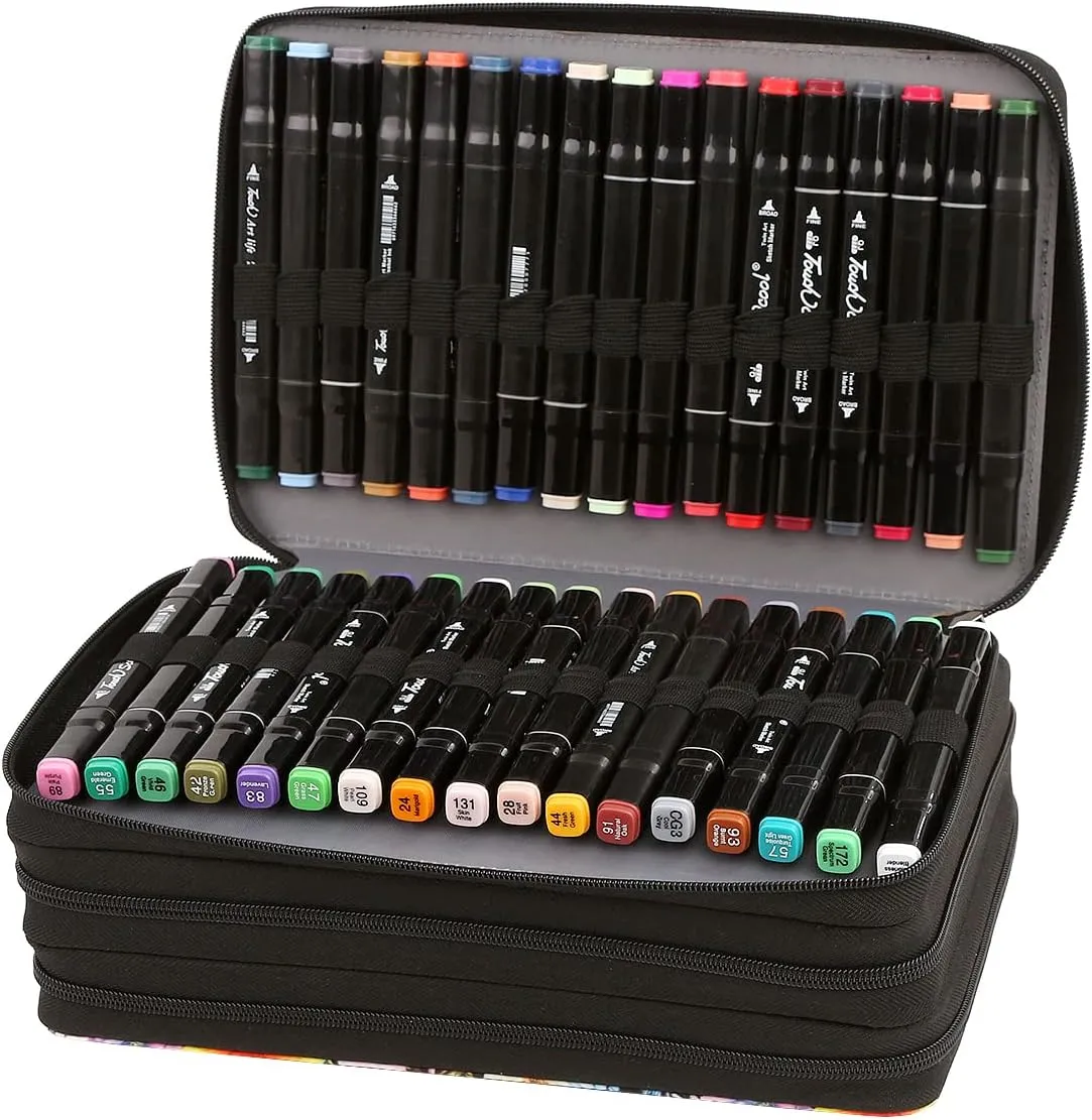Lbxgap Marker Pen Organizer Case Lipstick Organizer 102 Slots Large Capacity with Handy Wrap Portable Multilayer Holder for Markers or Lipstick
