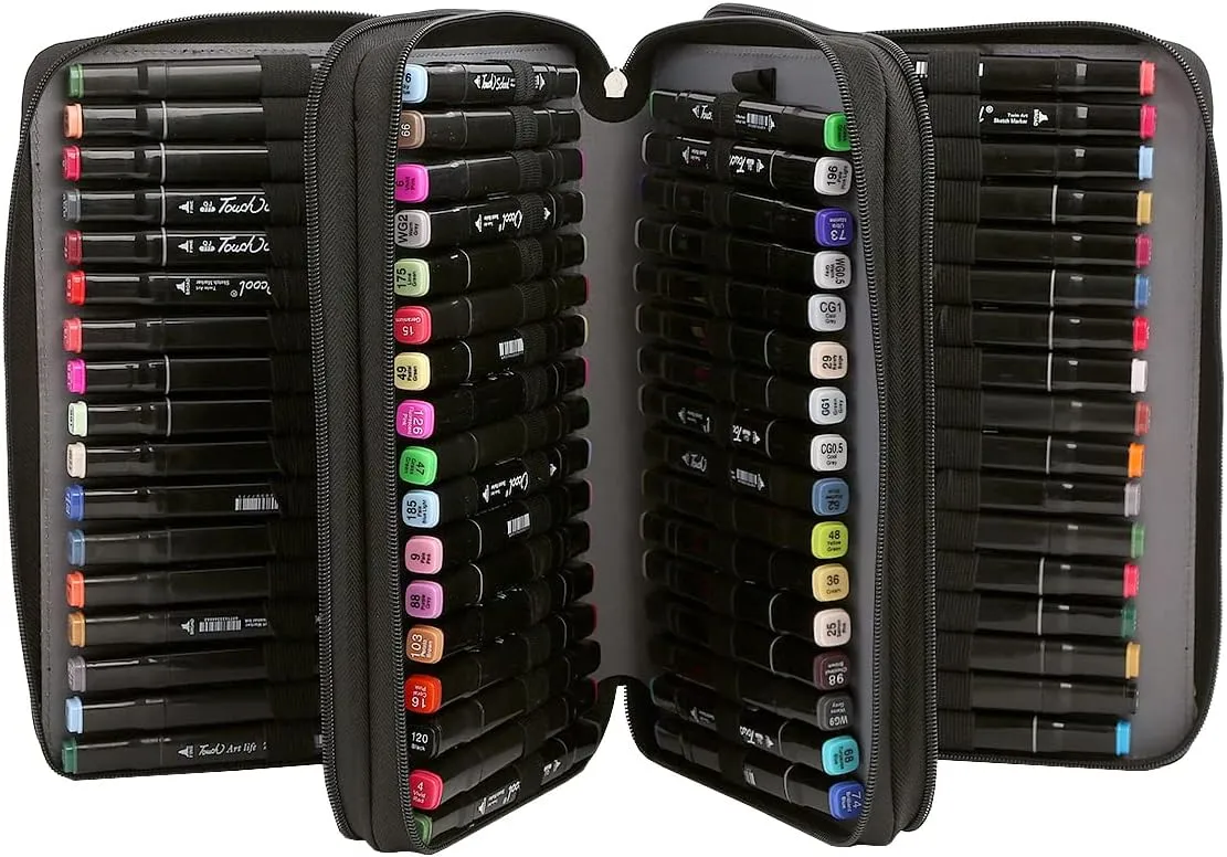 Lbxgap Marker Pen Organizer Case Lipstick Organizer 102 Slots Large Capacity with Handy Wrap Portable Multilayer Holder for Markers or Lipstick