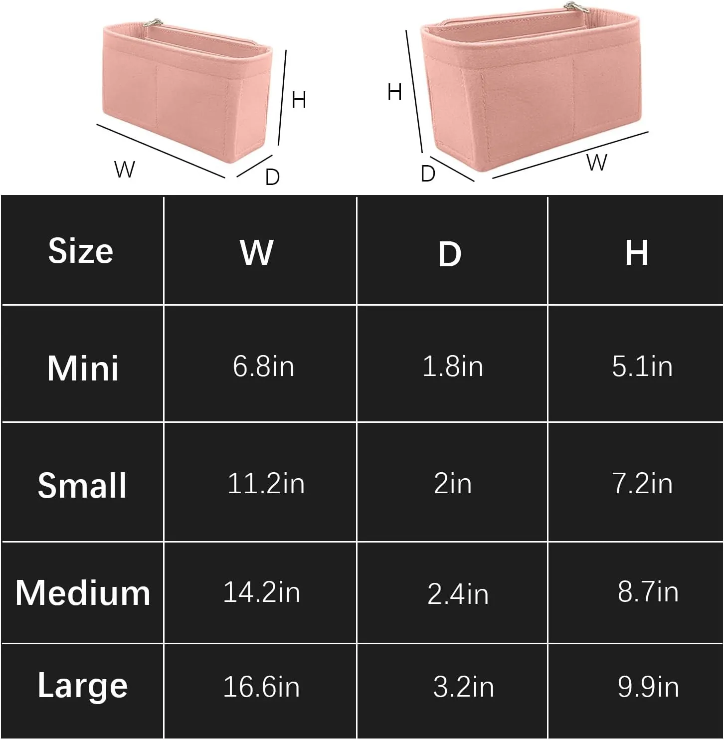 Lckae Purse Organizer For Chanel 22 Handbag - Single Shoulder Felt Insert Y081 Pink-Mini
