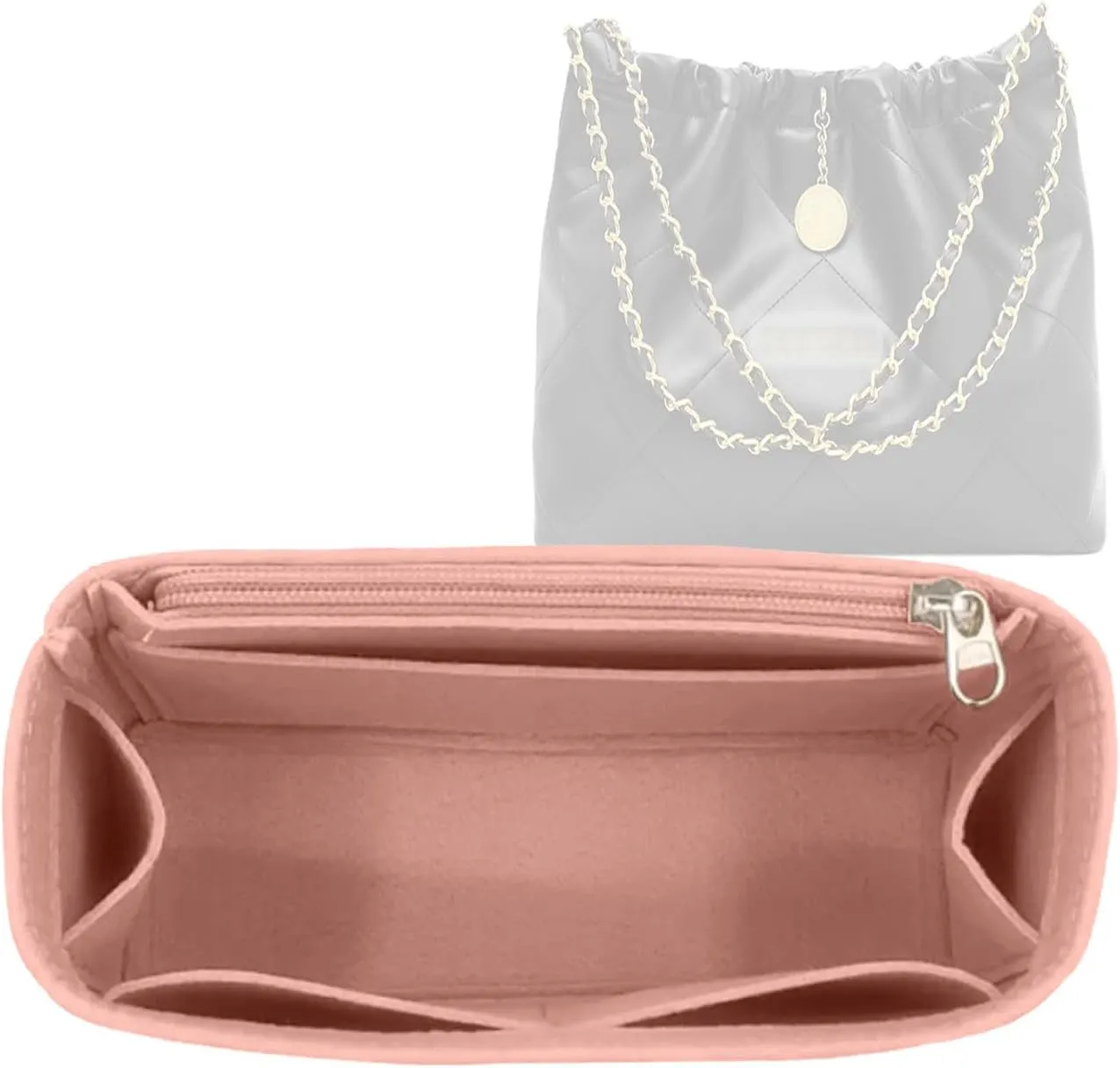 Lckae Purse Organizer For Chanel 22 Handbag - Single Shoulder Felt Insert Y081 Pink-Mini