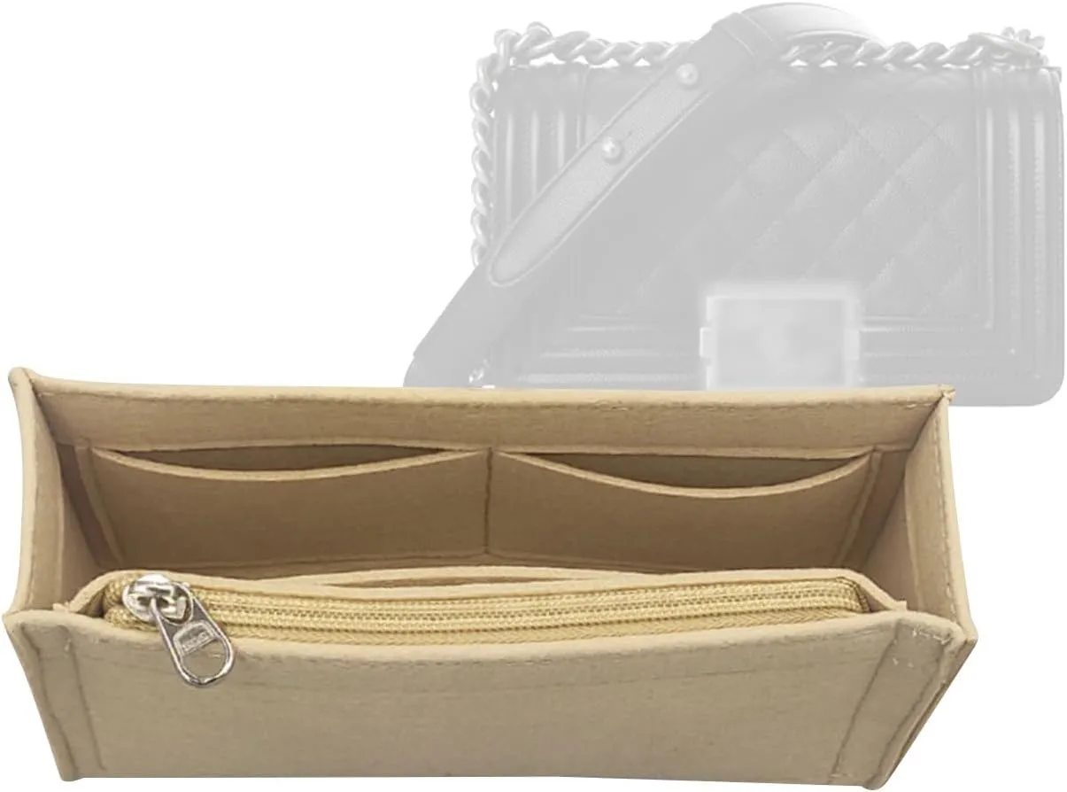 Lckaey bag insert for chanel leboy organizer Handbags Felt organizer insert Y094Khaki-S
