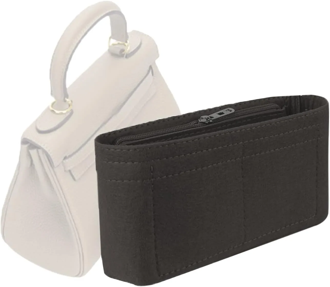 Lckaey bag insert Organizer for kelly organizer 32 bags Purse Handbag1011grey-L