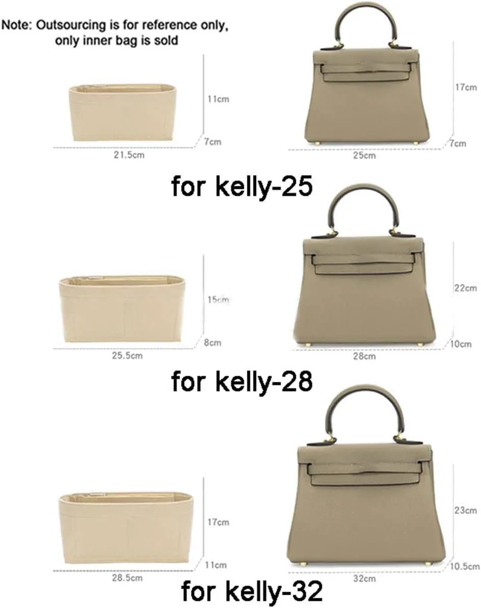 Lckaey bag insert Organizer for kelly organizer 32 bags Purse Handbag1011grey-L
