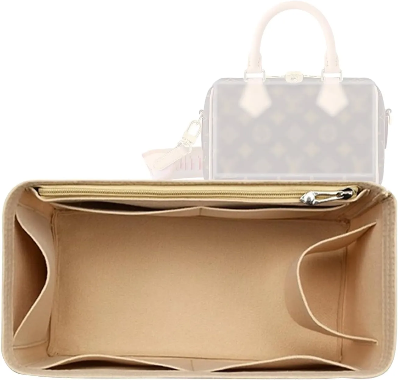 Lckaey bag insert organizer for Speedy 30 HandBag protective insert Tote Bag and hand bag inserts protector Y073Khaki-L
