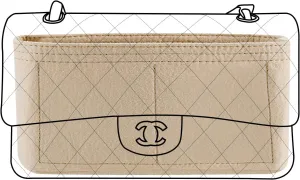 Lckaey Bag Organizer for Chanel bag Classic Flap cf jumbo bag Purse Insert - Handbag Felt Insert Y069Khaki-mini