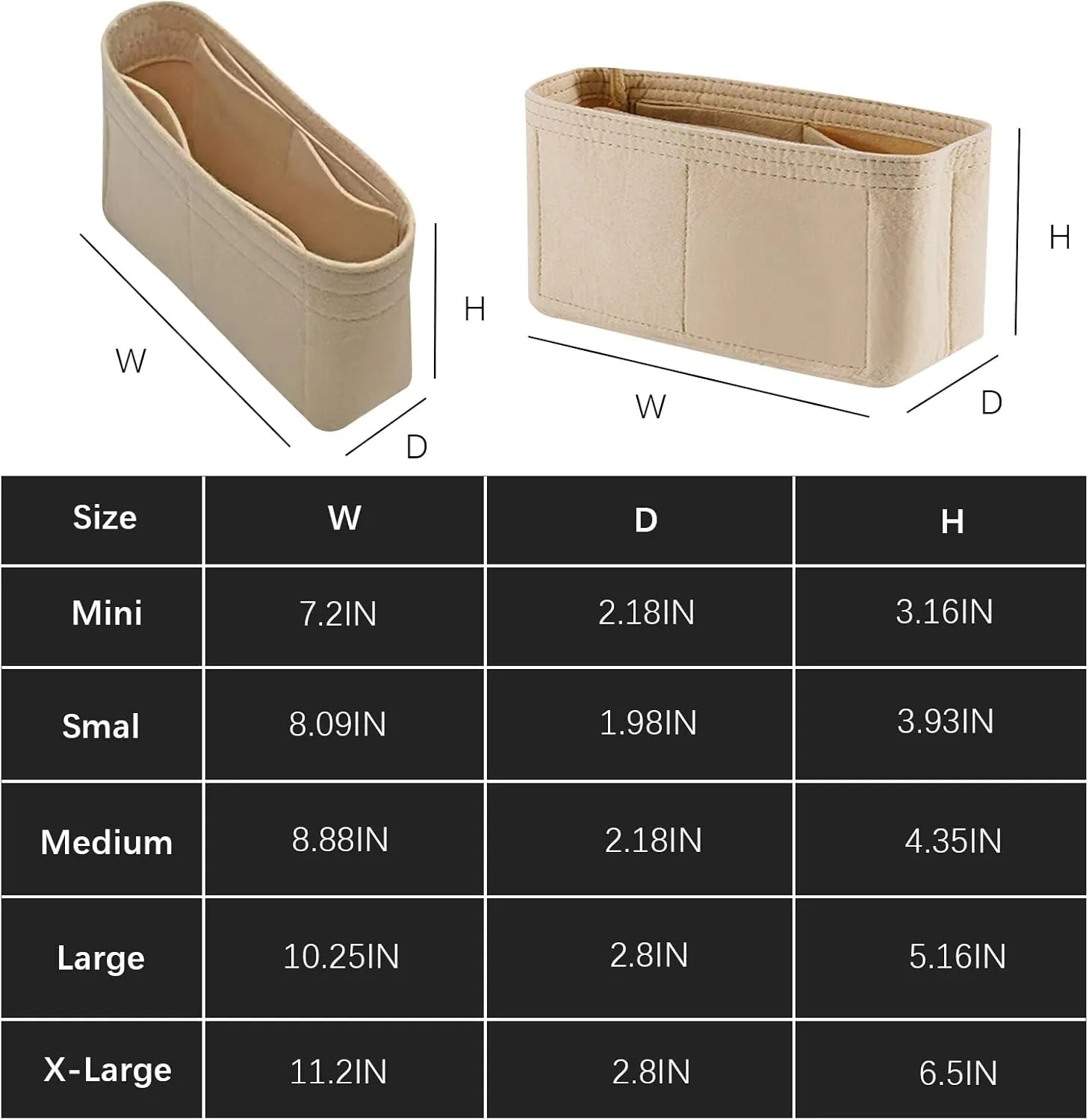 Lckaey Bag Organizer for Chanel bag Classic Flap cf jumbo bag Purse Insert - Handbag Felt Insert Y069Khaki-mini