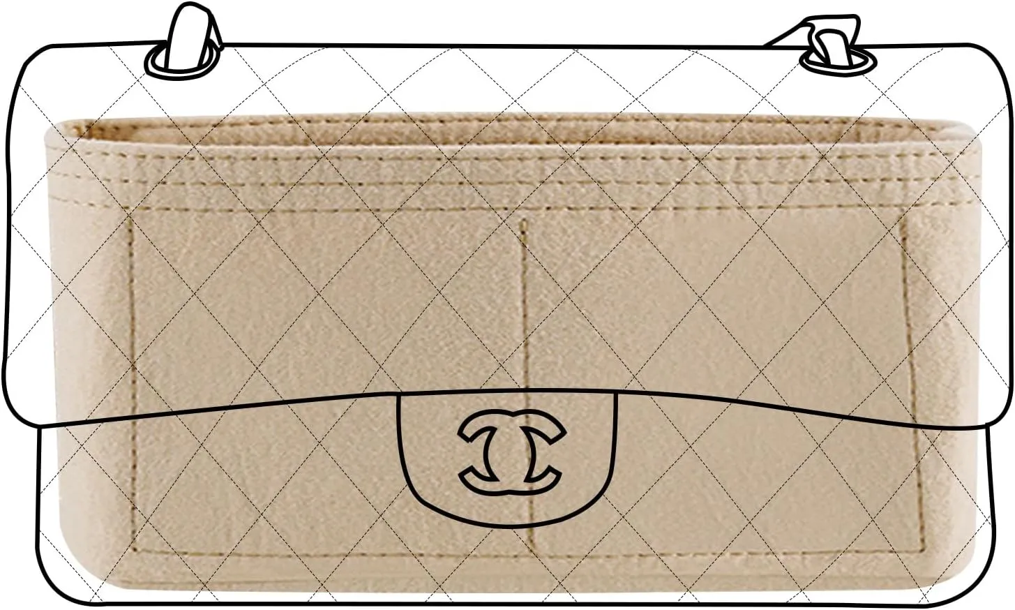 Lckaey Bag Organizer for Chanel bag Classic Flap cf jumbo bag Purse Insert - Handbag Felt Insert Y069Khaki-mini