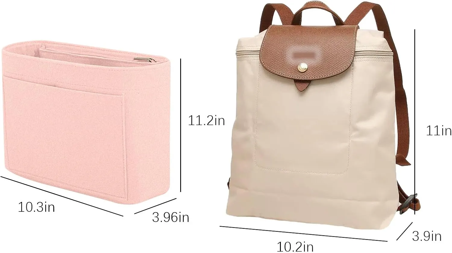 Lckaey Bag Organizer for Le Pliage Backpack - Felt Knapsack Purse Insert - Y083-Pink