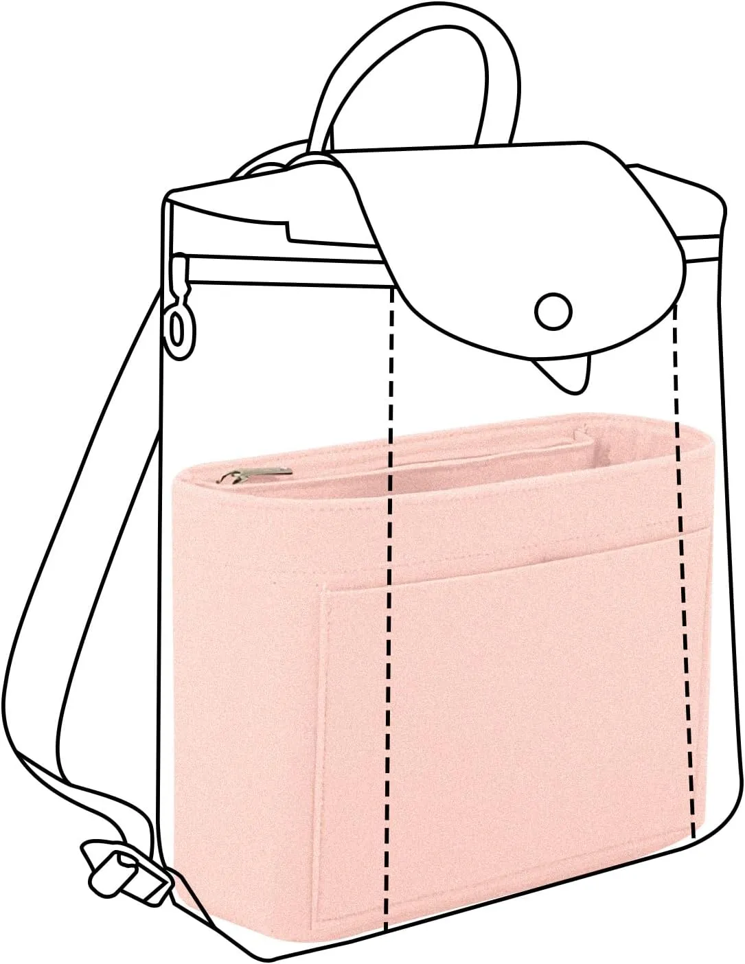 Lckaey Bag Organizer for Le Pliage Backpack - Felt Knapsack Purse Insert - Y083-Pink