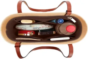Lckaey Bag Organizer for loewe basket bag Purse Insert - Handbag Felt Insert Y097coffee