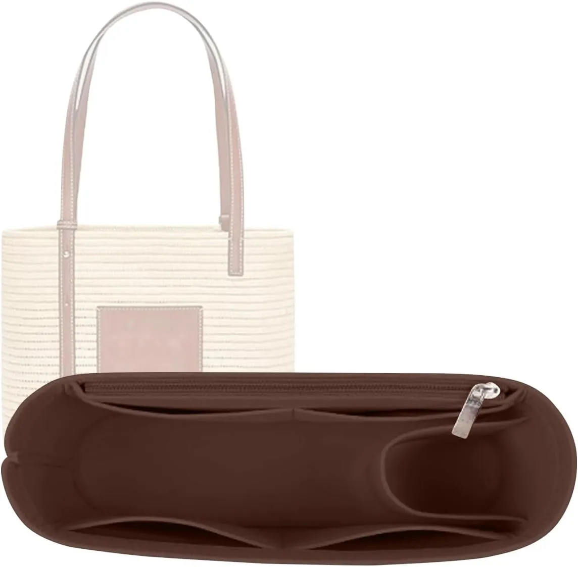 Lckaey Bag Organizer for loewe basket bag Purse Insert - Handbag Felt Insert Y097coffee