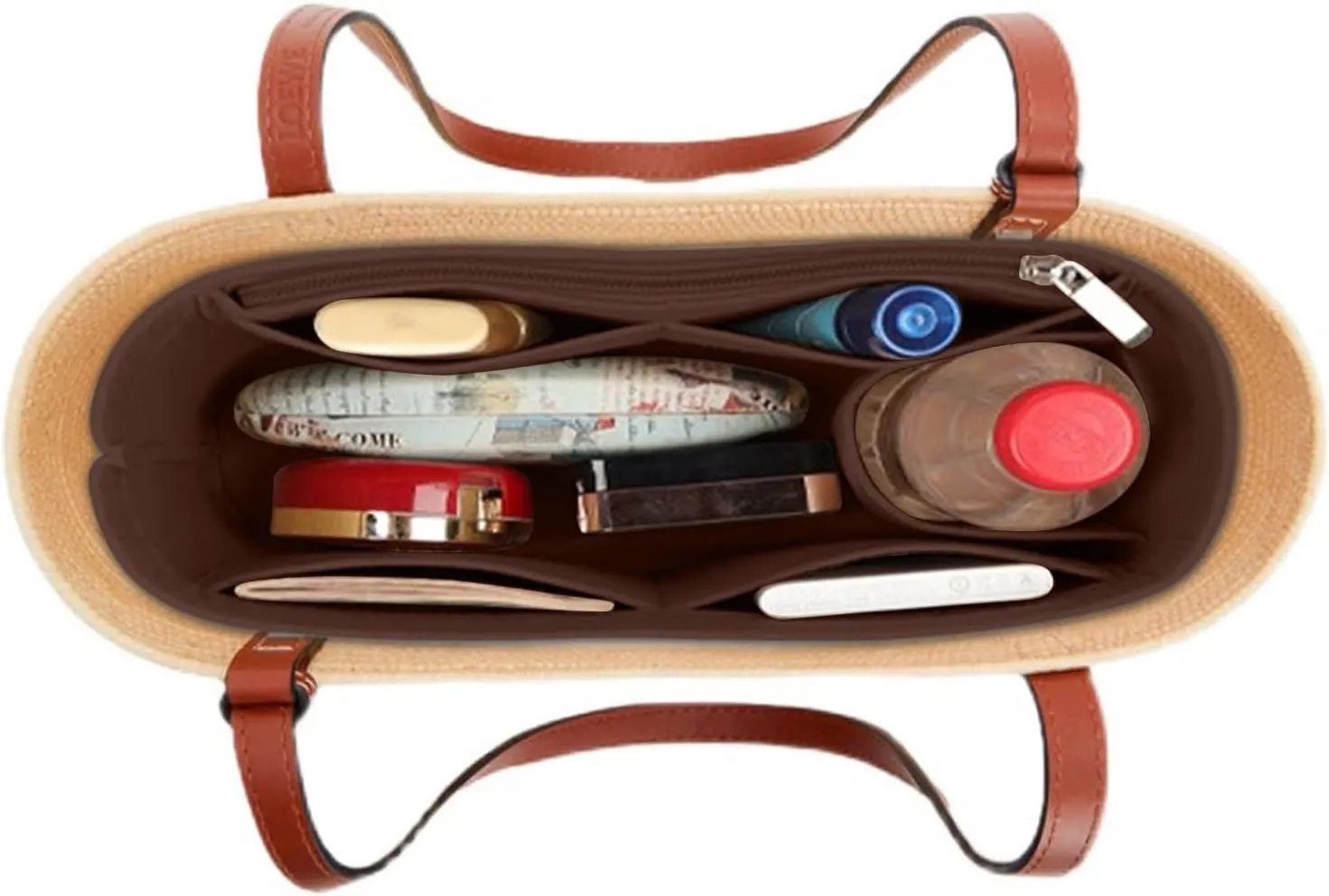 Lckaey Bag Organizer for loewe basket bag Purse Insert - Handbag Felt Insert Y097coffee
