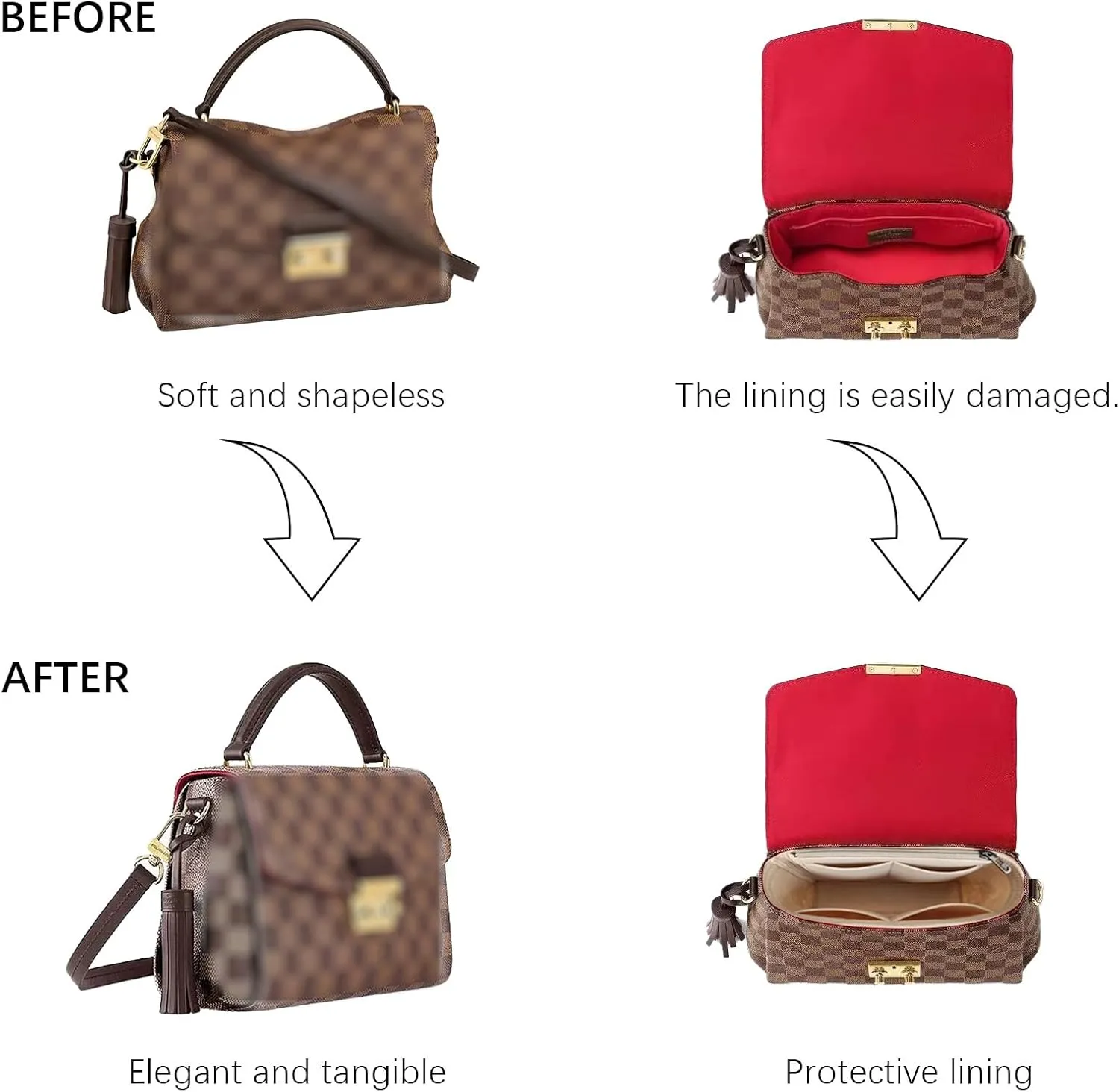 Lckaey bag organizer for lv croisette insert small bag crayon Organizer insert Y079-Khaki