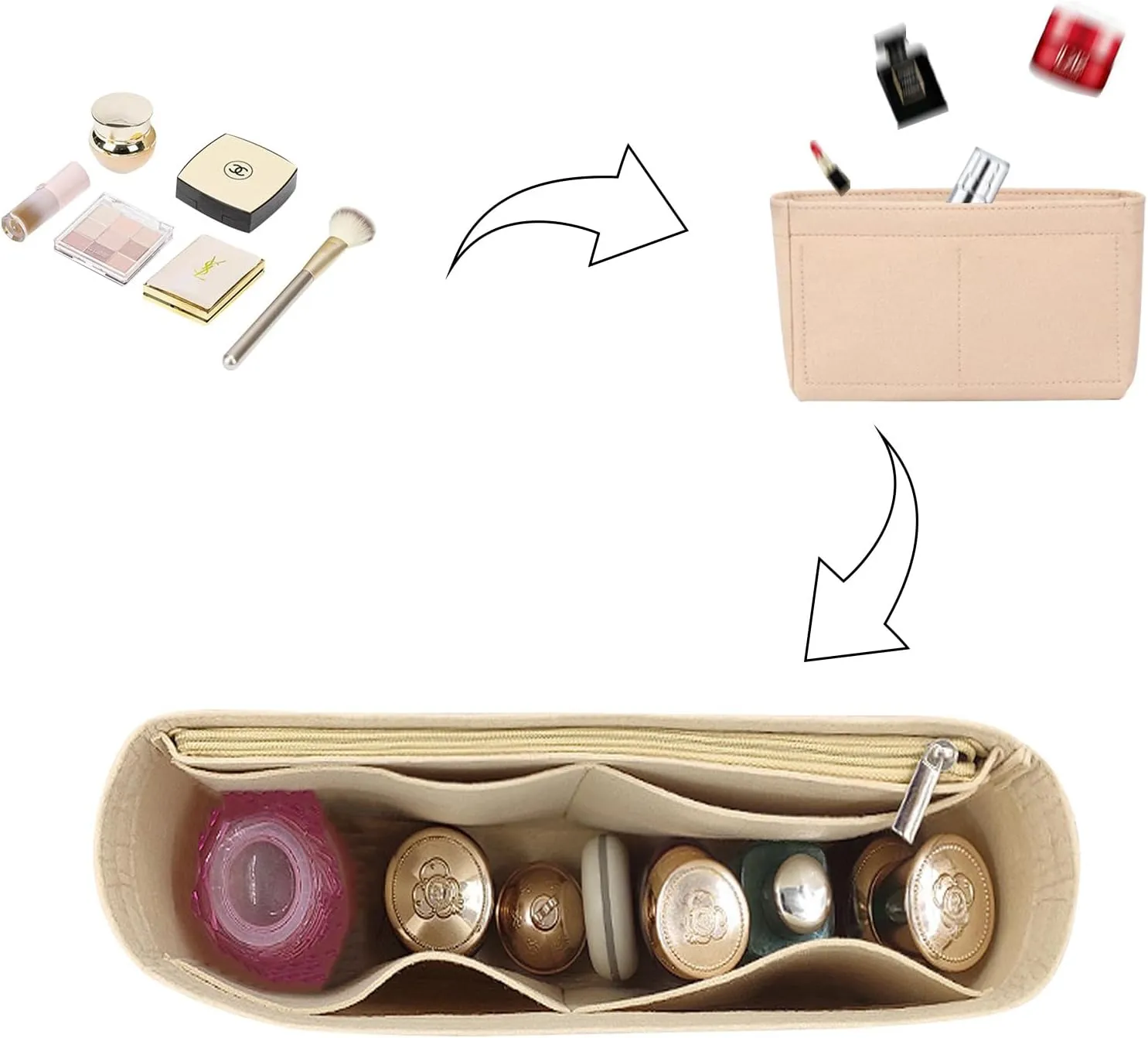 Lckaey bag organizer for lv croisette insert small bag crayon Organizer insert Y079-Khaki