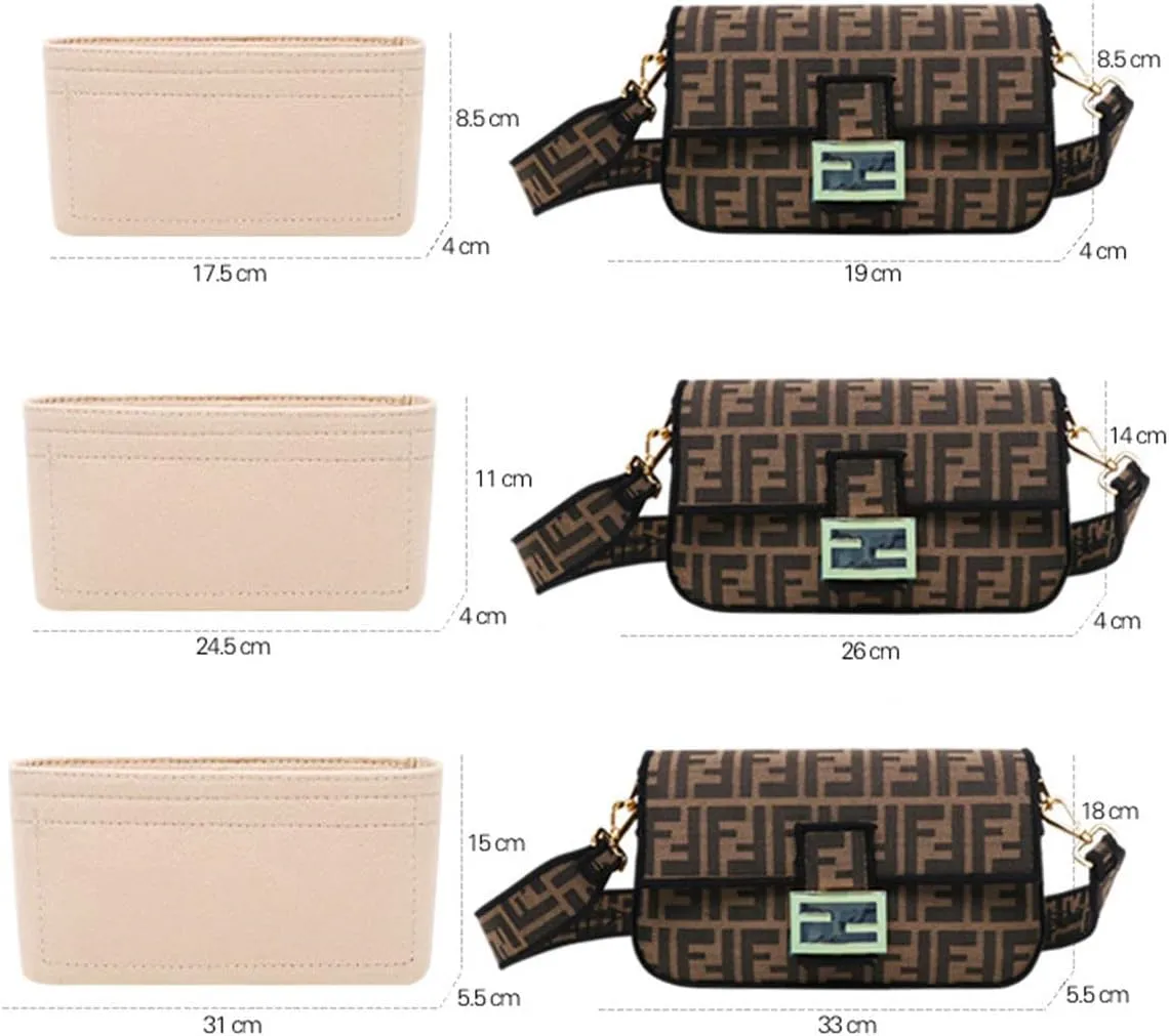 Lckaey bags organizer for baguette bag insert for baguette purse 2090Beige-M