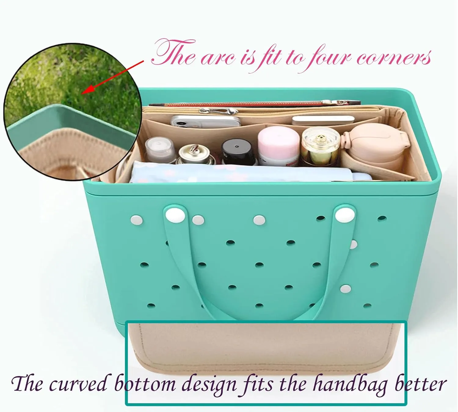 Lckaey Beach Bag Organizer for bogg bag accessories medium Storage bag divider insert 3018camel-M