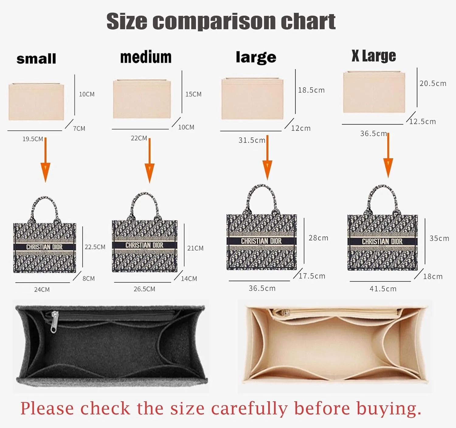 Lckaey christian for book tote small size bag organizer insert 2008khaki-medium