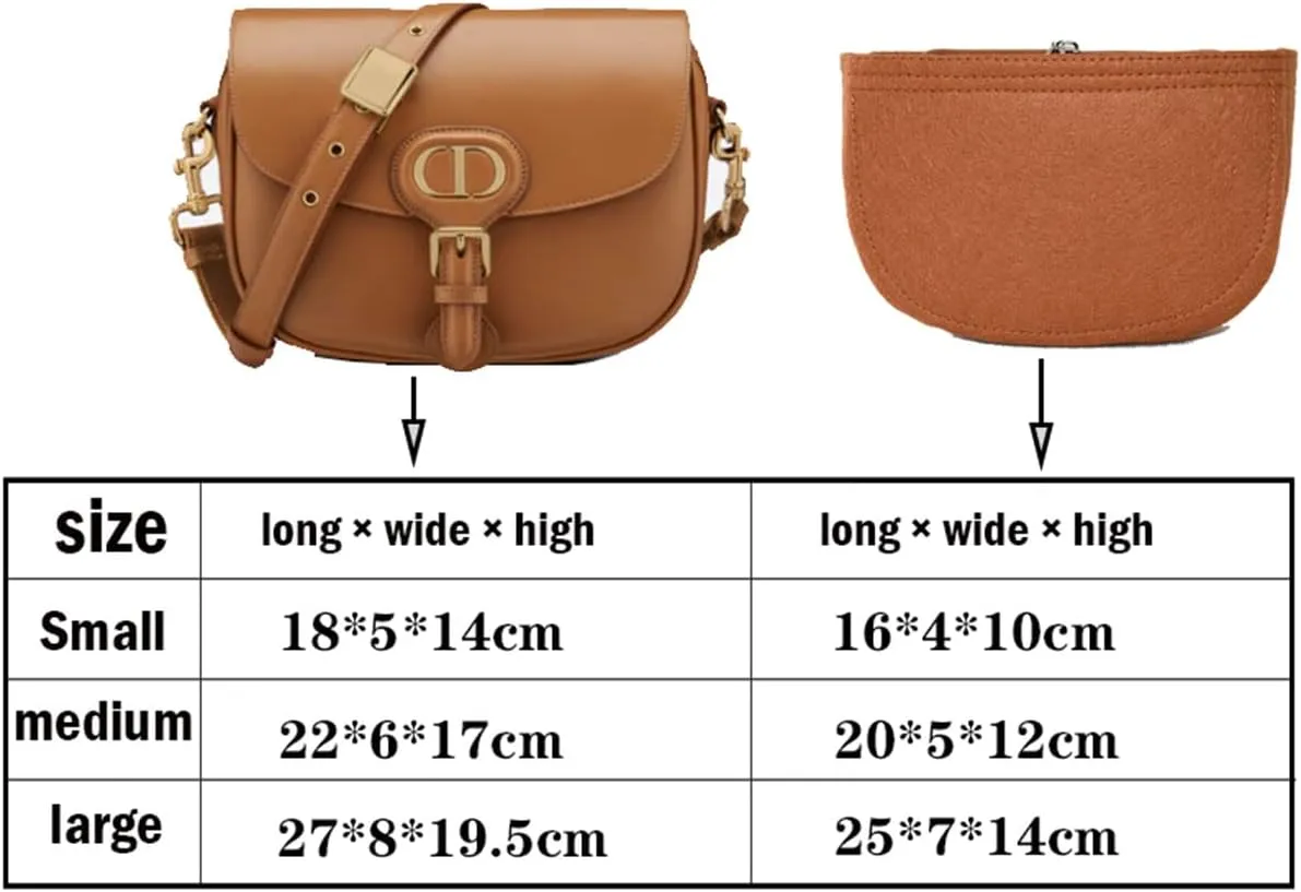 Lckaey Felt Insert Purse Organizer for saddle bag bobby liner bag handbag storage bag 2045beige-S