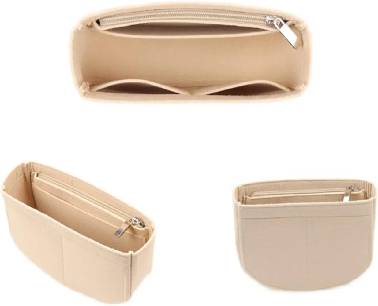 Lckaey Felt Insert Purse Organizer for saddle bag bobby liner bag handbag storage bag 2045beige-S
