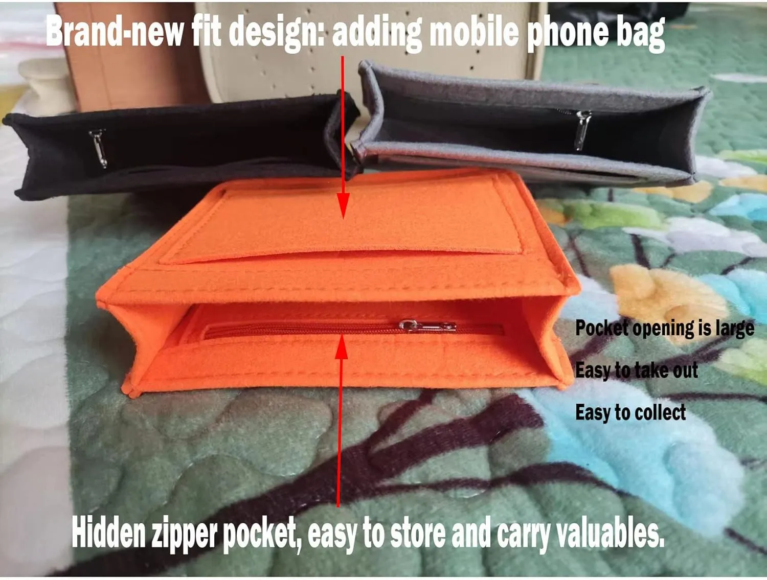 Lckaey Felt Organizer-for Hermes Evelyne III tpm pm gm Bag Insert Mini 16 29 33 Bag Purse Organizer Y003 Khaki-S
