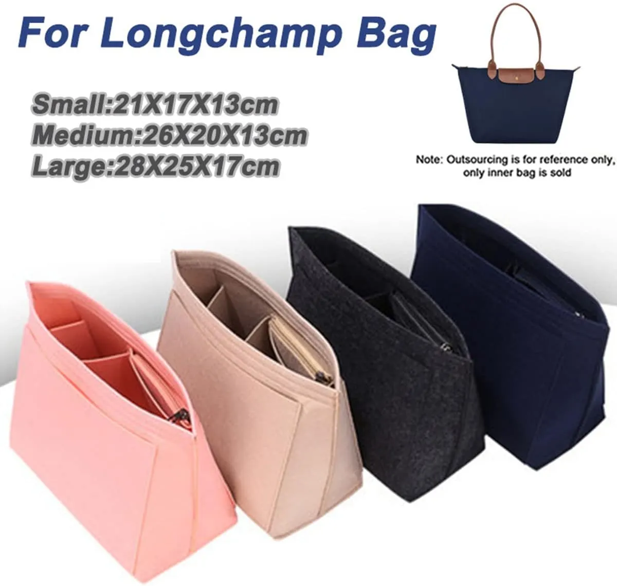 Lckaey Felt Organizer-for le pliage organizer insert Y012-pink-S